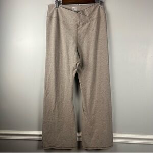 Abercrombie & Fitch YPB Oatmeal crossover wide leg yoga pants size XXL short